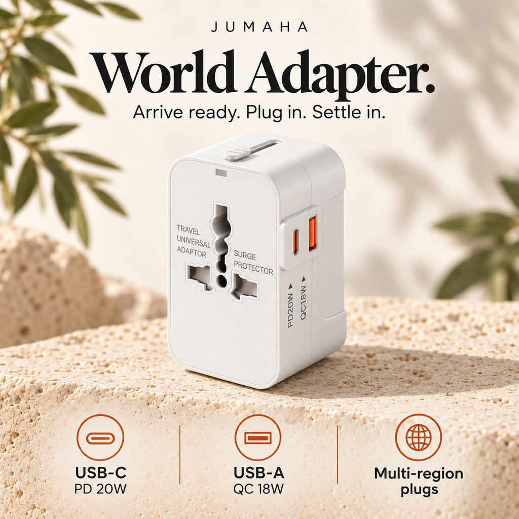Jumaha World Adapter — 20W Universal Travel Charger