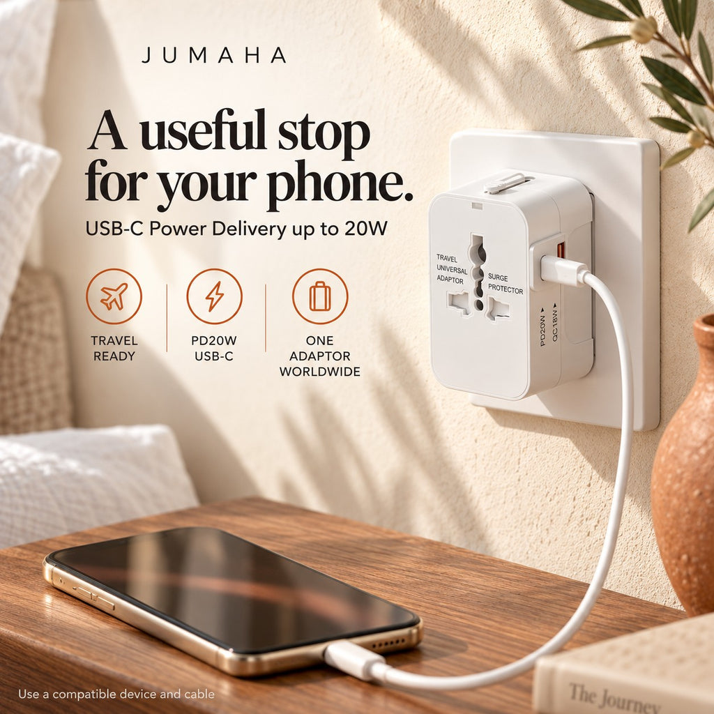 Jumaha World Adapter — 20W Universal Travel Charger
